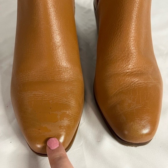 Lucky Brand Womens size 8.5 Brown Tan Ilisse Leather Ankle Bootie Cowboy Slip On - Picture 3 of 8